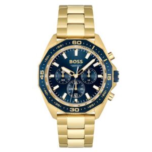 Montre Hugo Boss HB1513973 bracelet dore cadran bleu