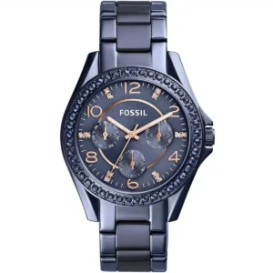 Montre Fossil Riley ES4294 en acier bleu