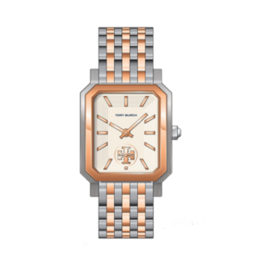Montre Tory Burch bicolore rectangulaire TBW1509