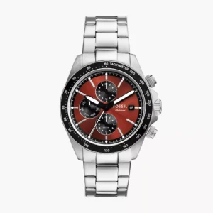 Montre Fossil argente BQ2895 avec cadran bordeau