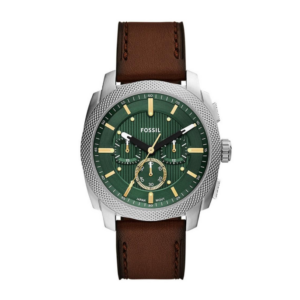 Montre Fossil FS6100 bracelet en cuir marron et cadran vert