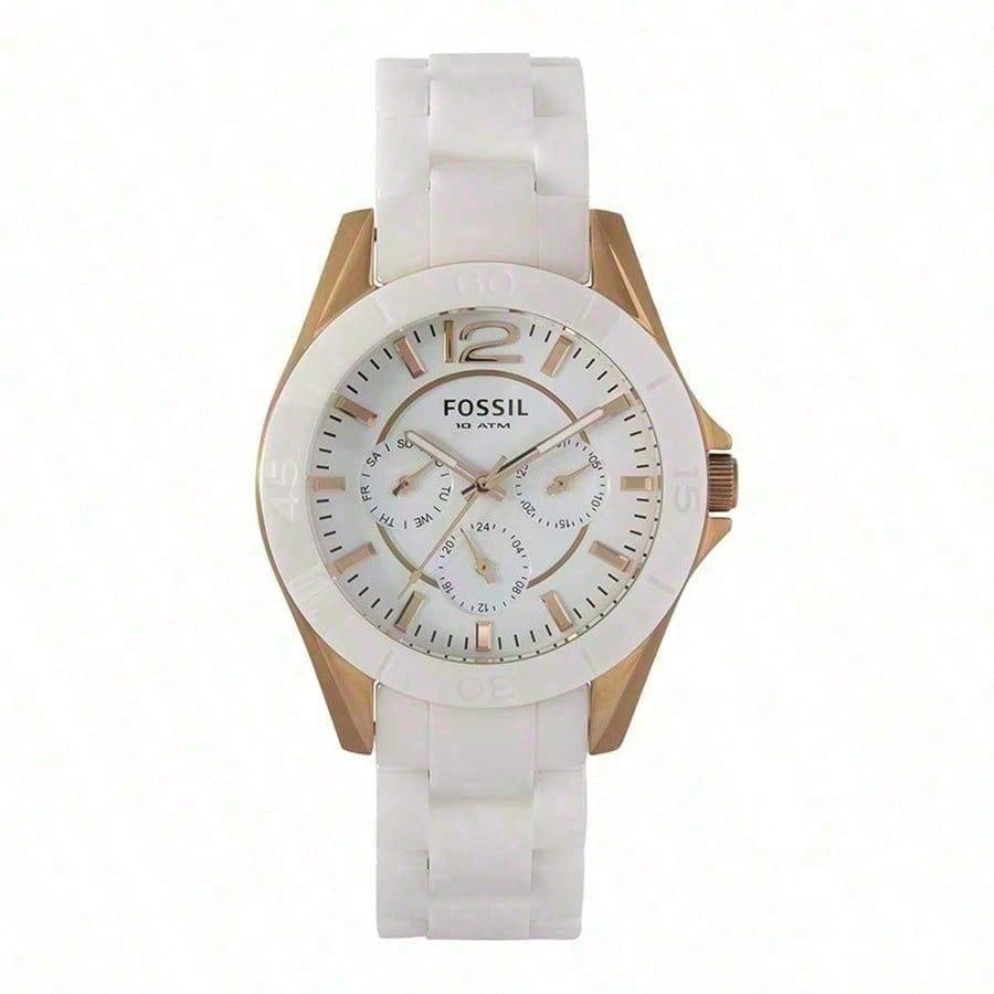 Montre CE1006 Fossil en ceramique blanc avec chronographe