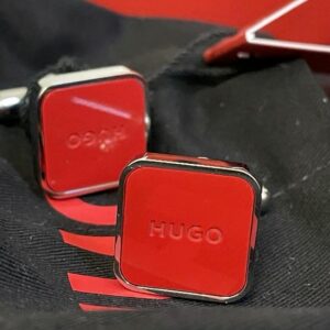Bouton de manchette Hugo Boss rouge